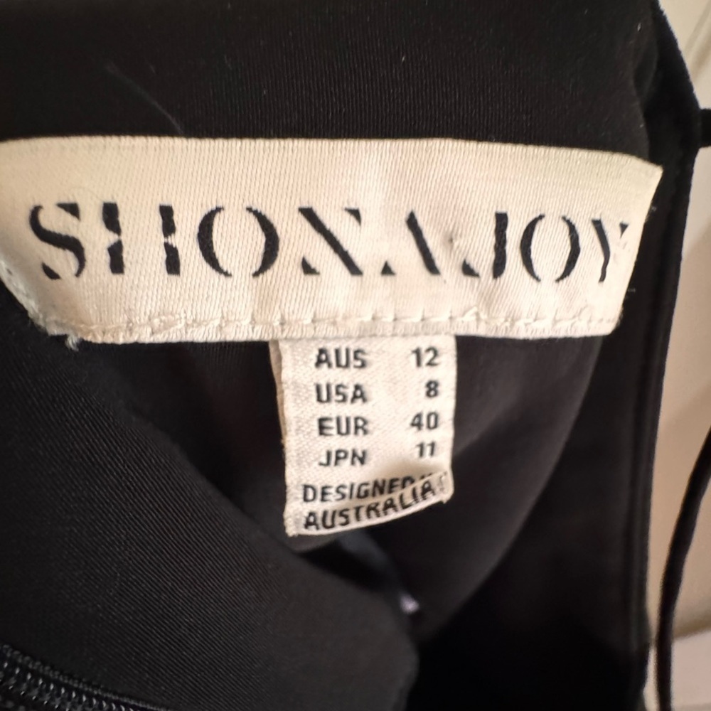 Shona Joy Black Draped Midi Dress Spaghetti Strap Formal Dress Size 8 Like New - Picture 6 of 8